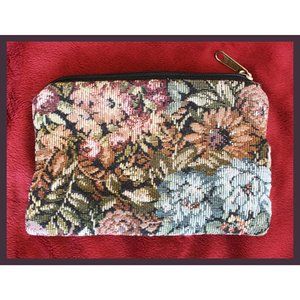 vintage Janine King handcrafted tapestry change / credit card purse